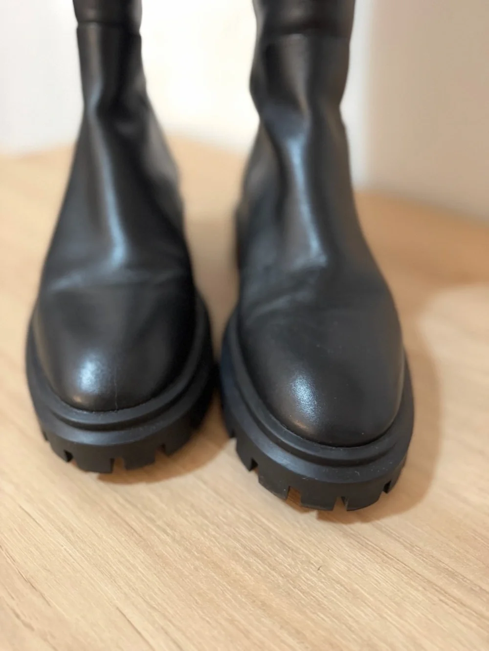 Stuart Weitzman Black Over-the-Knee Lug Sole Boots